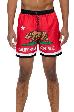 Men’s California Print Swim Shorts – 8.5” Inseam - Dazzling Beauty Solution