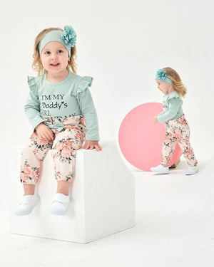Floral Ruffle Romper & Pants Set – Baby Girl Cotton Outfit 0-3 Months - Dazzling Beauty Solution