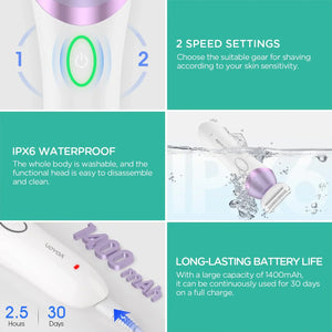 4-in-1 Rechargeable Women’s Electric Razor & Bikini Trimmer – Purple - Dazzling Beauty Solution