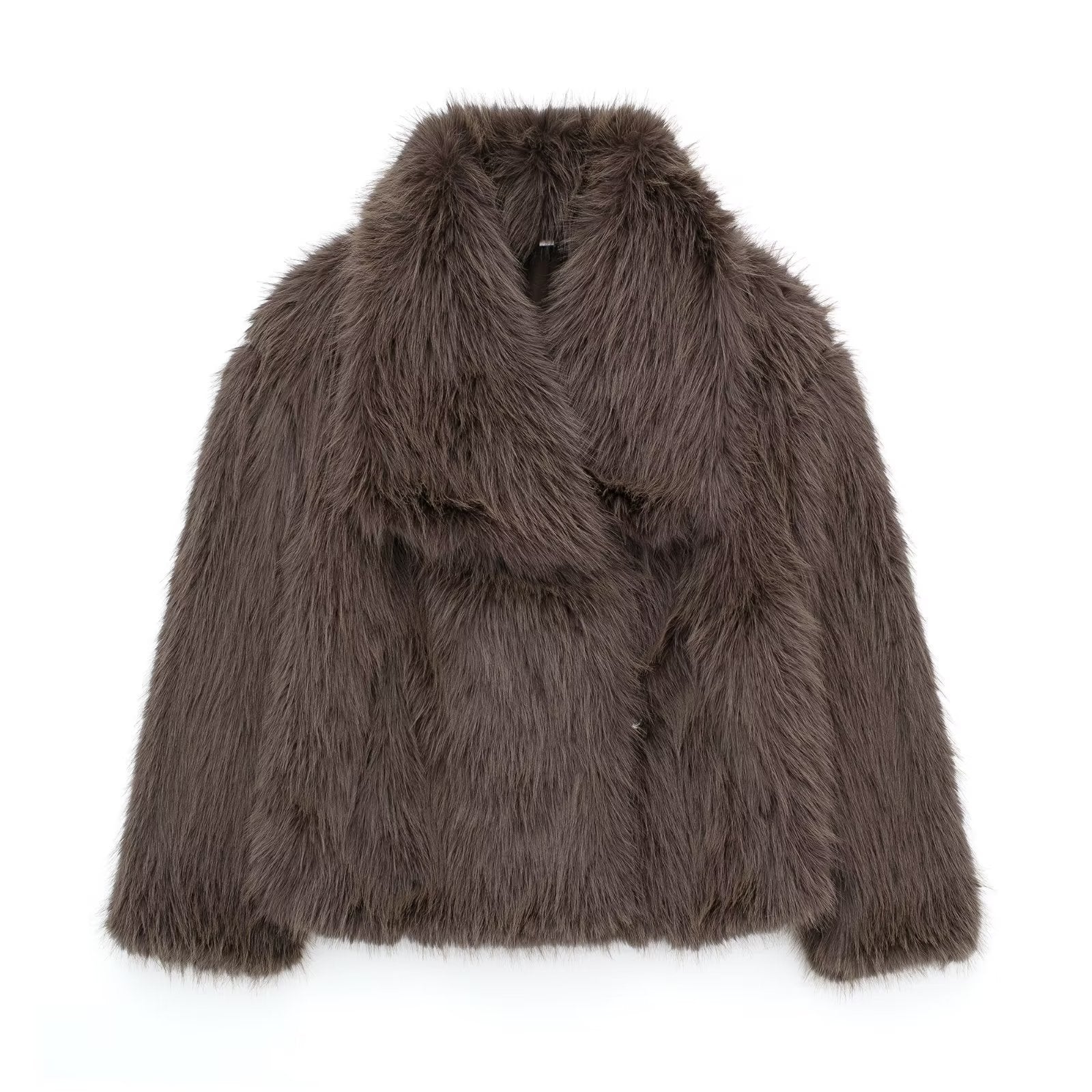 Winter Plush Coat Fashion Warm Thicken Fluffy Lapel Jacket Outwear Casual Long Sleeve Tops Womens Clothing - Dazzling Beauty Solution