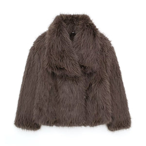 Winter Plush Coat Fashion Warm Thicken Fluffy Lapel Jacket Outwear Casual Long Sleeve Tops Womens Clothing - Dazzling Beauty Solution