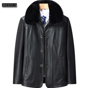 Men’s Winter Velvet PU Leather Jacket Padded Warm Coat - Dazzling Beauty Solution