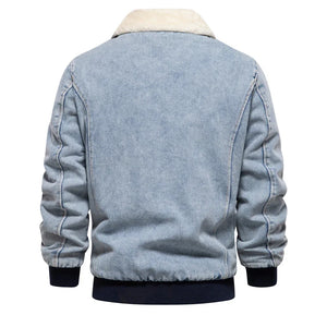 Men's Plush Denim Jacket In European Size - Dazzling Beauty Solution