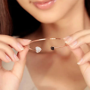 Korean Version Of Jewelry Full Diamond Heart-Shaped Love Bracelet Open Bracelet European And American Cross-Border Foreign Trade Explosion Double Peach Heart Bracelet - Dazzling Beauty Solution