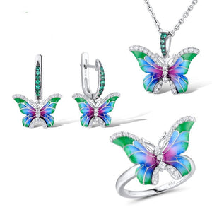 Butterfly & Serpent Jewelry Set – Earrings, Necklace & Rings - Dazzling Beauty Solution