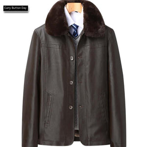 Men’s Winter Velvet PU Leather Jacket Padded Warm Coat - Dazzling Beauty Solution