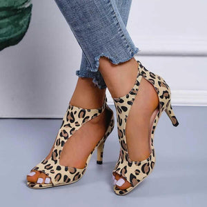 Women's Zippered High Heeled Fish Beak Sandals - Dazzling Beauty Solution