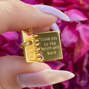 Openable Love Book-shaped Necklace With Stars Moon And Letters Engraved Fashion Personality Pendant Necklace For Valentine's Day Gift - Dazzling Beauty Solution