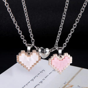 2pcs Magnetic Heart-shaped Mosaic Necklace Fashion Personality Couple Love Necklace For Valentine's Day - Dazzling Beauty Solution