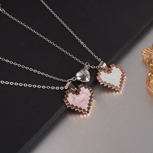 2pcs Magnetic Heart-shaped Mosaic Necklace Fashion Personality Couple Love Necklace For Valentine's Day - Dazzling Beauty Solution