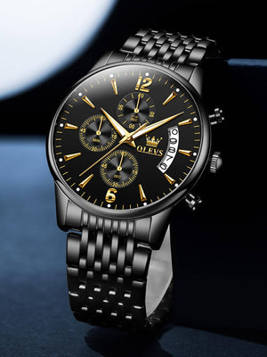 OLEVS. OLEVS Mens Watch Analog Quartz Movement Business Stainless Steel Waterproof Luminous Chronograph Day Date Luxury Dress Business Big Face Rome Number Diamond Dial Male Wrist Watches 2867