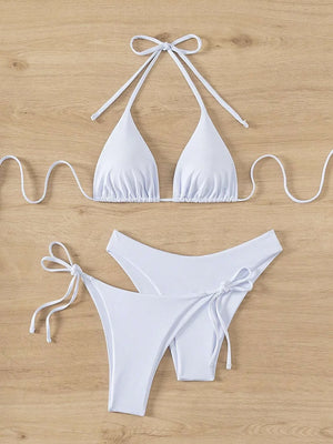 Women’s Solid Color 3Piece Bikini Set with Cover-Up Swim Basics - Dazzling Beauty Solution