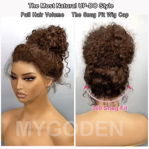 Chocolate Brown 360 HD Lace Wig – Deep Wave, 250% Density, Glueless Invisi Strap - Dazzling Beauty Solution