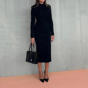 Women’s Hip Skirt Set – Elegant Polyester Outfit Black - Dazzling Beauty Solution
