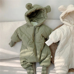 Baby Winter Hooded Jumpsuit with Ears – Warm Quilted Romper for Boys & Girls - Dazzling Beauty Solution