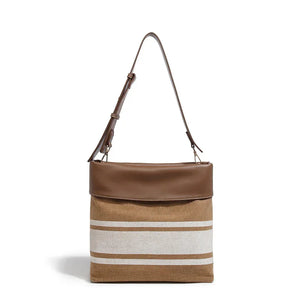 Stylish Canvas & Leather Bucket Tote Bag - Dazzling Beauty Solution