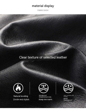 Men’s Winter Velvet PU Leather Jacket  Padded Warm Coat