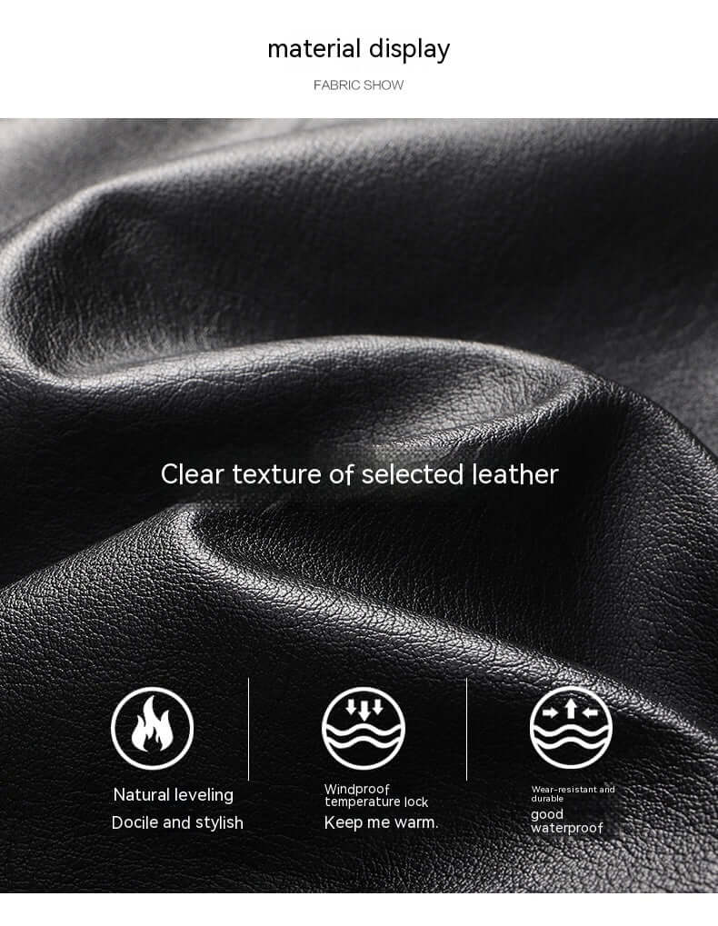 Men’s Winter Velvet PU Leather Jacket  Padded Warm Coat