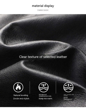 Men’s Winter Velvet PU Leather Jacket Padded Warm Coat - Dazzling Beauty Solution