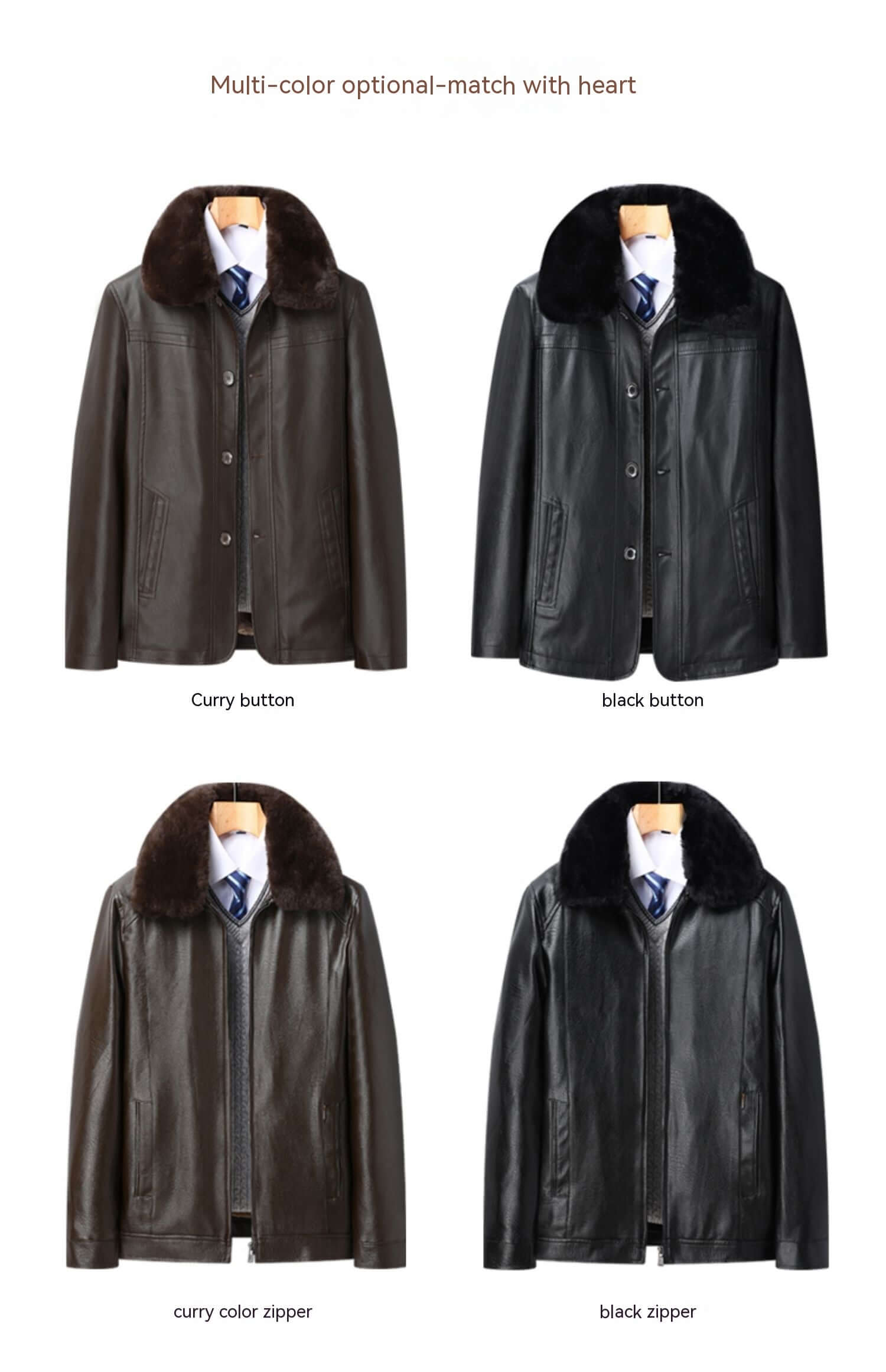 Men’s Winter Velvet PU Leather Jacket  Padded Warm Coat 2401070529300329300