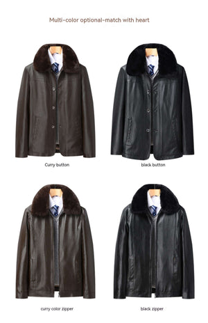 Men’s Winter Velvet PU Leather Jacket  Padded Warm Coat 2401070529300329300