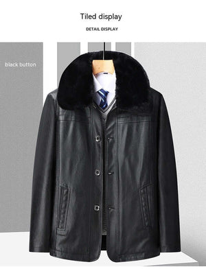 Men’s Winter Velvet PU Leather Jacket Padded Warm Coat - Dazzling Beauty Solution