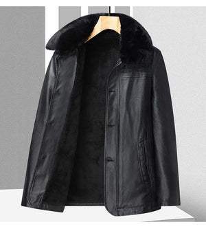 Men’s Winter Velvet PU Leather Jacket Padded Warm Coat - Dazzling Beauty Solution