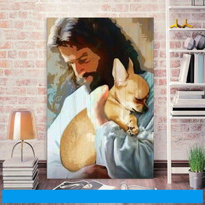 Jesus Portrait Cloth Wall Art-Jesus Wall Art-God And Chihuahua - Dazzling Beauty Solution