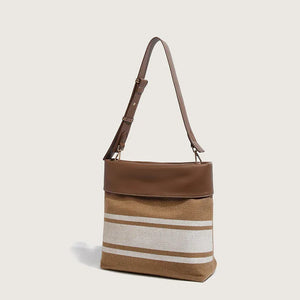 Stylish Canvas & Leather Bucket Tote Bag - Dazzling Beauty Solution