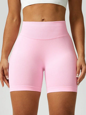 Seamless Tummy Control Workout Shorts – Pink Mid-Waist Butt-Lifting Fitness Shorts for Women - Dazzling Beauty Solution