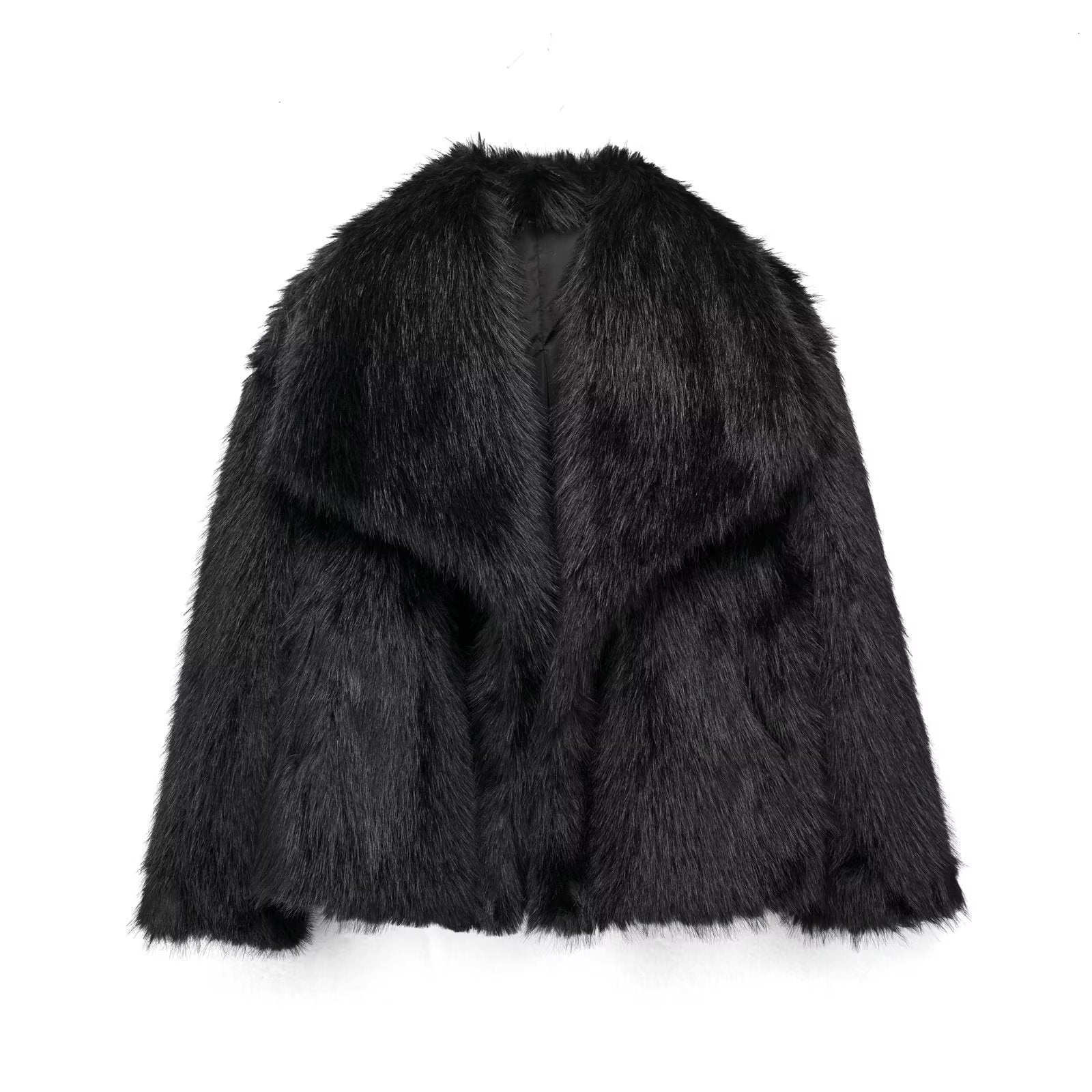 Winter Plush Coat Fashion Warm Thicken Fluffy Lapel Jacket Outwear Casual Long Sleeve Tops Womens Clothing - Dazzling Beauty Solution