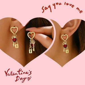 Valentine's Day Gift Luxury Love Earrings With Rhine Stone Lock Series Diamond Lock-shaped Special-interest Earrings For Women - Dazzling Beauty Solution