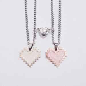 2pcs Magnetic Heart-shaped Mosaic Necklace Fashion Personality Couple Love Necklace For Valentine's Day - Dazzling Beauty Solution