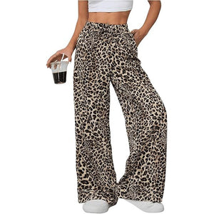 Women’s Leopard Print High-Waist Wide-Leg Pants - Dazzling Beauty Solution