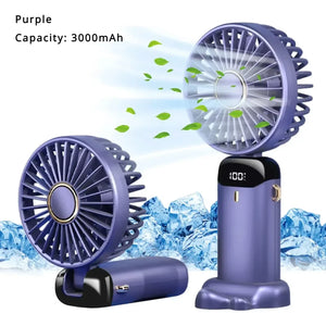 5000Mah Portable Fan Rechargeable 90° Foldable 5 Speed Mini Air Conditioner Small Fan Air Cooler with LED Digital Display - Dazzling Beauty Solution