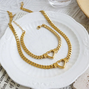 Personalized Love Chain Necklace Bracelet For Women Fashion Titanium Steel Non-fading Clavicle Chain Jewelry - Dazzling Beauty Solution