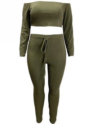 Plus Size Women’s 2-Piece Set – Long Sleeve Top & Pants - Dazzling Beauty Solution