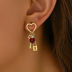 Valentine's Day Gift Luxury Love Earrings With Rhine Stone Lock Series Diamond Lock-shaped Special-interest Earrings For Women - Dazzling Beauty Solution