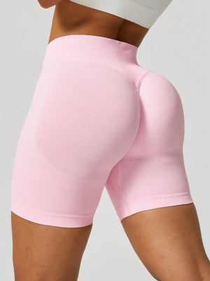 Seamless Tummy Control Workout Shorts – Pink Mid-Waist Butt-Lifting Fitness Shorts for Women - Dazzling Beauty Solution