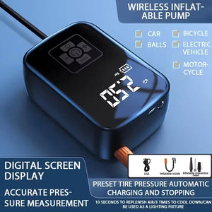 Wireless Tire Inflator – 150PSI, 5 Modes, LED & Auto Stop - Dazzling Beauty Solution