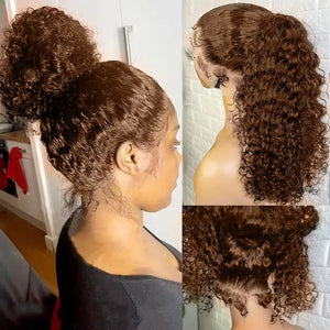 Chocolate Brown 360 HD Lace Wig – Deep Wave, 250% Density, Glueless Invisi Strap - Dazzling Beauty Solution