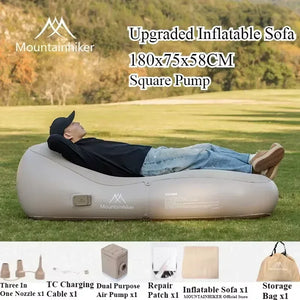 Mounthiker Inflatable Air Sofa with Built-In Pump – Portable Recliner Lounge Chair with Headrest, Auto Inflation, and Storage Bag – Lightweight Beach, Travel & Camping Sofa (150KG Capacity) - Dazzling Beauty Solution