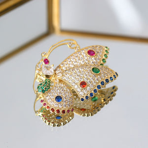 Unisex Colorful Butterfly Zircon Brooch – Gold-Plated Gemstone Pin - Dazzling Beauty Solution