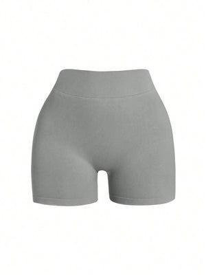 Women'S Plain Seamless V-Waist Daily Fitness Sports Shortswomen Sweat Short, Gym Short, Biker Short