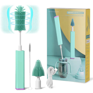 Electric Bottle Brush Cleaner Set – 360° Silicone Bottle & Nipple Scrubber with Straw Brush for New Moms - Dazzling Beauty Solution