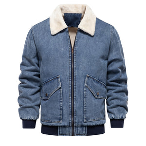 Men's Plush Denim Jacket In European Size - Dazzling Beauty Solution