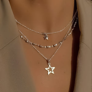 Ins Style Star Pendant Necklace – Women’s Alloy Water Wave Chain - Dazzling Beauty Solution