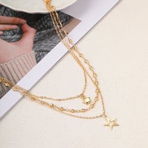 Ins Style Star Pendant Necklace – Women’s Alloy Water Wave Chain - Dazzling Beauty Solution