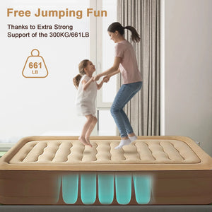 18In Queen Air Mattress with Headboard, Inflatable Mattress Airbed for Camping