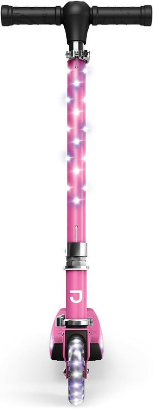 2-Wheel Light-Up Kick Scooter, Light up Deck and Wheels, Height Adjustable Handlebar, Rear Brake, Easy-Folding Mechanism, 4 or 6 Inch Wheels